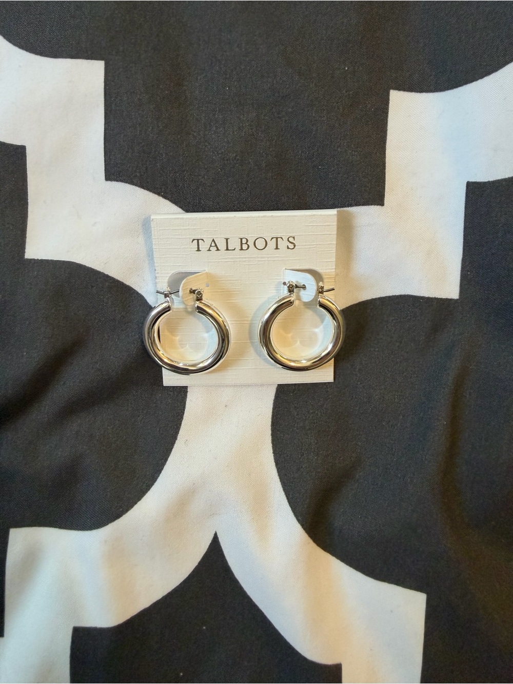 Talbots Silver Tone Hoop Earrings NWT